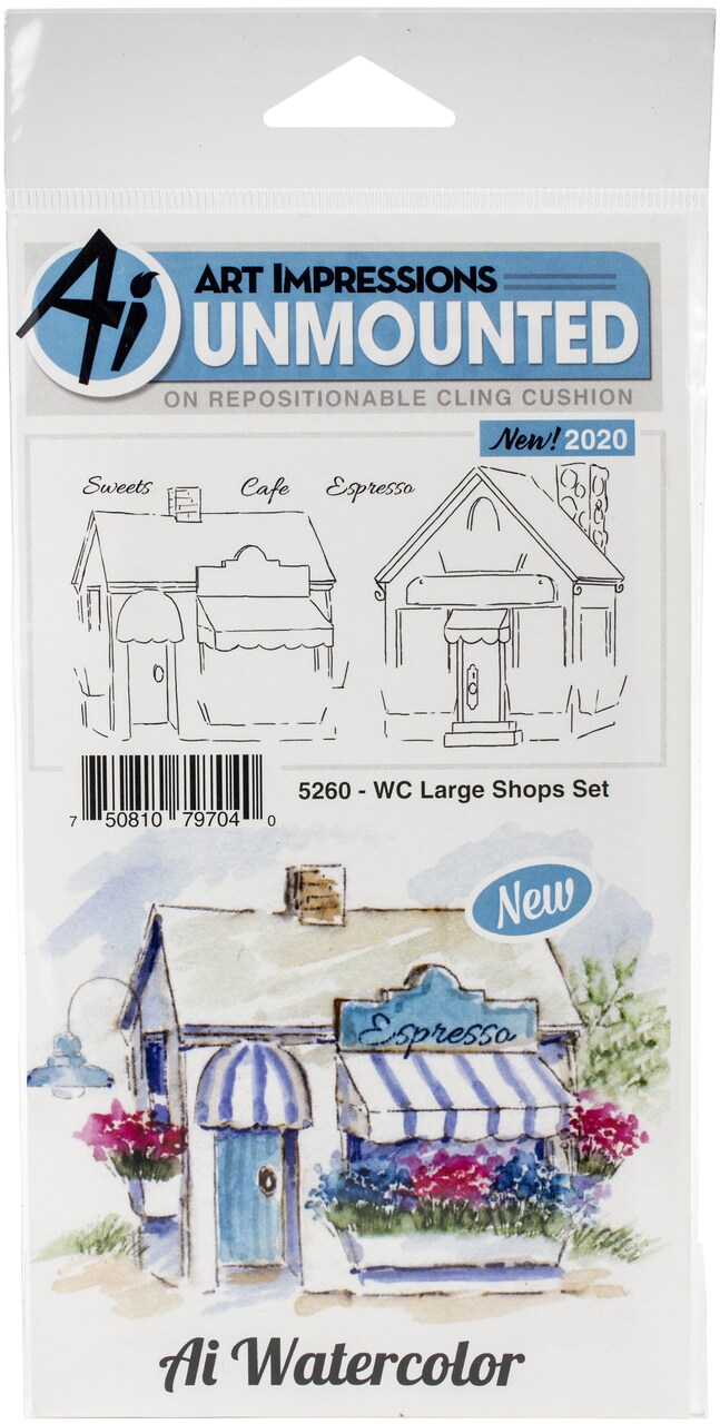 Art Impressions Watercolor Cling Rubber Stamps -Wc Large Shops